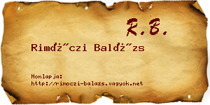 Rimóczi Balázs névjegykártya